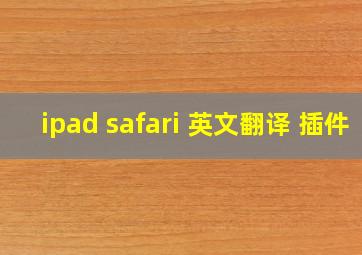 ipad safari 英文翻译 插件